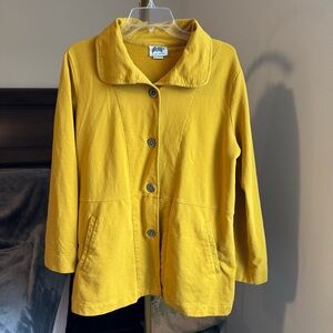Wild Palms Cotton Knit Jacket - Mustard Yellow - Size Large